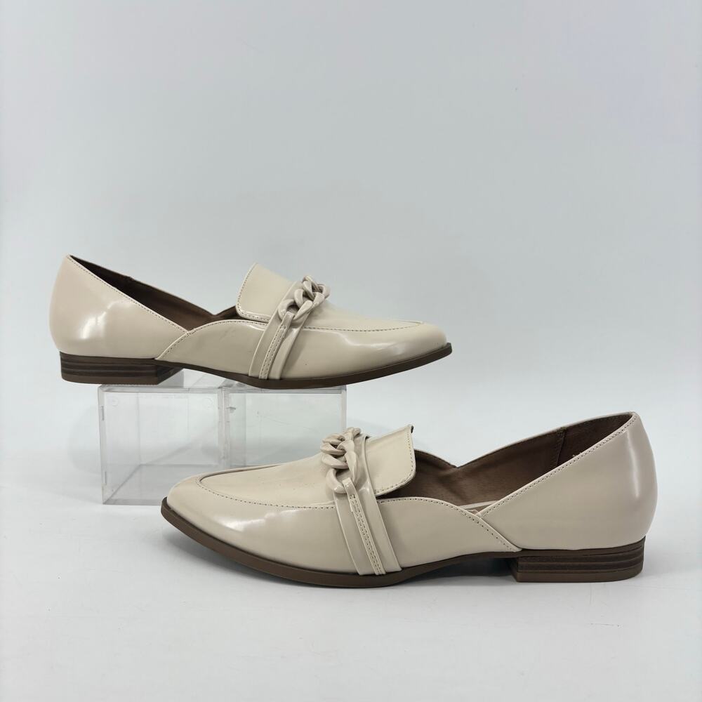 Lauren Conrad Demii Bone Loafers Women’s 8.5 Beige Patent Leather Flats - Picture 3 of 11